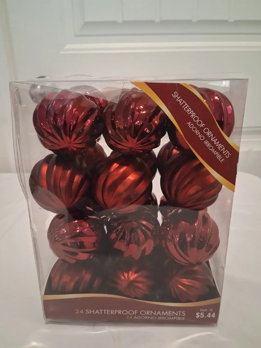 Vintage Walmart Dept 18 Shatterproof Christmas Ornaments Red Onion Spiral 24 Ct